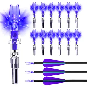 FEEGO 12-Pack Strobe Lighted Nocks with High-Visibility LED for Archery - Blue, Fits .204/.233/.244/.246" Bushings, Battery Life 48+ Hours, Universal Fit