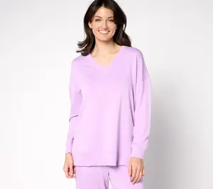 Brandis Dress Out Loud Acquitted Knit V-Neck Top with Side Slits