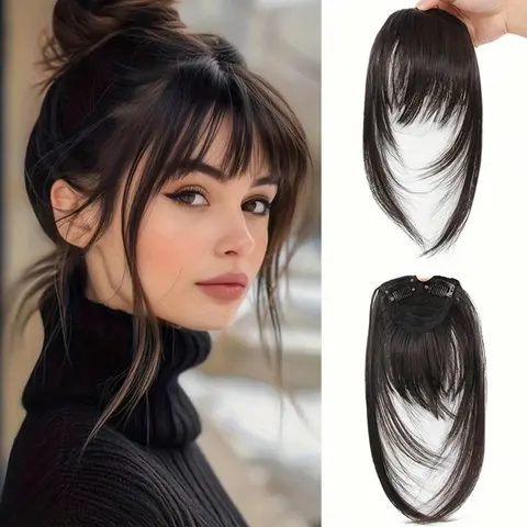 【Black Friday】Women's Straight Synthetic Hair Piece with Cartoon-Style Broken Bangs, Face-Framing Natural-Look Fringe Hair Piece for Party