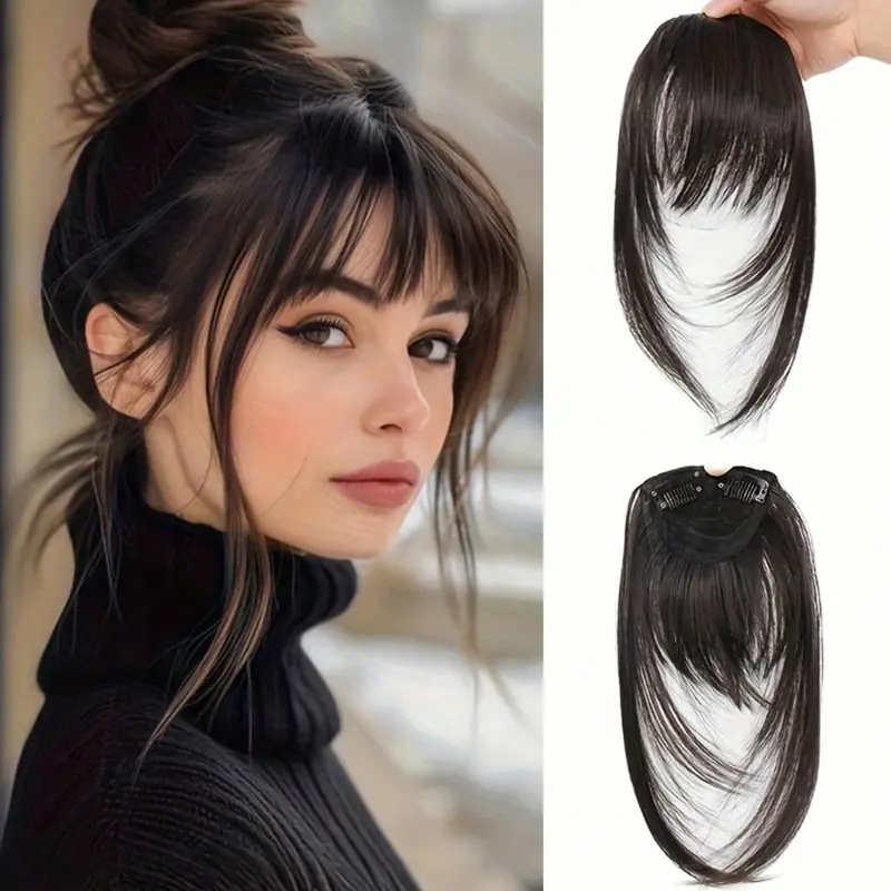 【Black Friday】Women's Straight Synthetic Hair Piece with Cartoon-Style Broken Bangs, Face-Framing Natural-Look Fringe Hair Piece for Party