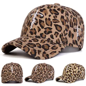Unisex Letter Cross Embroidered Leopard Baseball Cap - Adjustable Casual Outdoor Hat, Sunscreen Embroidery Cap for Spring Autumn Travel