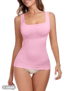 Women's Shapewear Tank Tops Tummy Control, Seamless Square Neck Compression Tops, Slimming Body Shapewear, Solid Backless Shaper