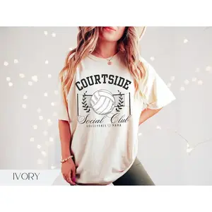 Preppy Volleyball Mom Team Shirt, Courtside Social Club Volleyball Tshirt, Volleyball Parent Gifts, Volleyball Mama T Shirt Gift, Sports Mom