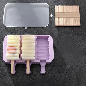 1 Set Silicone Popsicle Molds with Lids & Wooden Sticks, Reusable DIY Homemade Ice Cream Molds, Easy Release Ice Pop Makers for Frozen Desserts, Ice Lattice & Kitchen Supplies, Safe & Durable for Home Use, Kitchen Gadgets