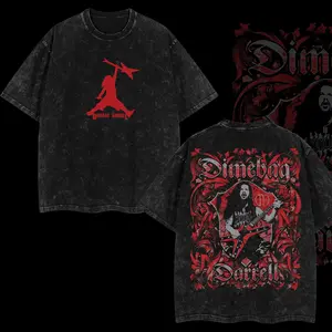 [$$$ROCKLIFE] Pantera Dimebag Darrell Guitar Retro Unisex Acid Washed Hoodie T-Shirt – 90s Records Rock Groove Metal Cotton Washed Tee, Groove Metal Rock Band Washed Shirt, Oversized Vintage Tee, Heavy Metal Merch, Gift for Rock Fans