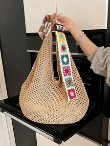 Women's Boho Style Colorful Shoulder Bag, Fashionable Large Capacity Crossbody Messenger Bag Adjustable Sling Bag for Daily Travel, Beach Vacation, Casual Trendy Versatile High-quality Daily Commuting Bag