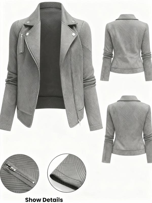 Women's plus size casual jacket, new lapel long sleeved zipper design, autumn and winter fashionable women's outerwear