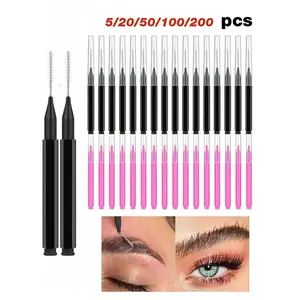 200/100pcs Micro Eyebrow Brush With Cap Brow Lamination Brush Spoolies For Eyebrow Eyelash Brow Brush Lash Filler Eyebrow Lash Lift And Tint Makeup Tools For Brows And Lashes Comb Extensions