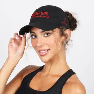 Warm Ups Are My Favorite Sport Women's Hockey Hat for High ponytail & Buns
