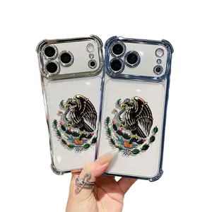 Clear Soft TPU Phone Case, Mexican Golden Eagle Badge Flag Pattern, 4-Corner Airbag Shockproof Anti-Fall Protective Cover Shell Casing for iPhone 11-17, iPhone 17 Pro Max, Ideal Gift Accessory by LUMN Studio (Offers Enhanced Phone Protection)