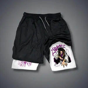 Gachiakuta Double-Layer Sports Shorts Graphic Shorts Black Shorts Camo Shorts Streetwear Shorts Men Outfits Men Short Shorts Vacation Outfits Shorts
