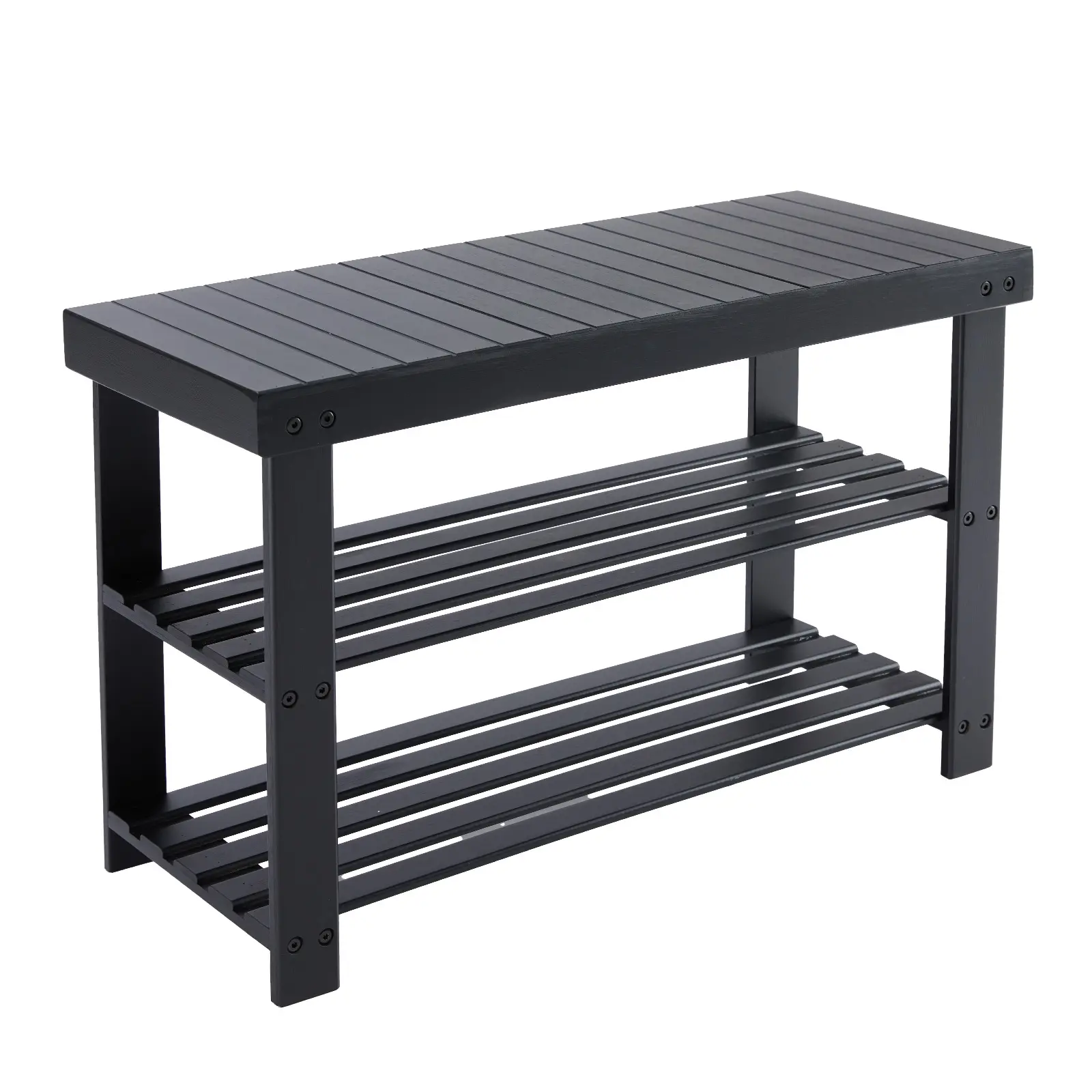 Sweetcrispy Non-Plastic 3-Tier Bamboo Stackable Shoe Rack Organizer - 3-Section, Dual-Purpose, Floor-Standing Dimensioned Storage, Rectangle, 286lb Capacity, 11.3x27.6x17.8in, for Entryway, Bedroom, Non-Plastic Shoe Storage, 3-Section Shoe Storage