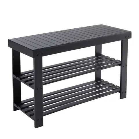 Sweetcrispy 3-Tier Bamboo Shoe Organizer Racks - Stackable Rectangular Floor-Standing Layered Shelf Shoe Storage, Dual-Purpose Stackable Sneaker Cabinet, 286lb Large Capacity, 11.3x27.6x17.8in, for Entryway, Bedroom