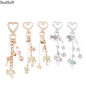 New Beaded Star and Heart Bowknot Keychain, Sports & Outdoor Accessory, Bag Charm, Accessories