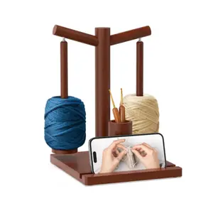 Wooden Yarn Holder for Crocheting and Knitting, Upgraded Magnetic Rotating Yarn Spinner with 2 Spindles, Ideal for Craft Enthusiasts, Yarn Ball Winder