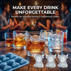 Latest Silicone Ice Cube Mold Set, 1/2/3pcs Six-Grid Lucky Cow Shape, Quick Freeze & Release, Easy Removal, Refrigerator Accessories, Home Bar Accessories
