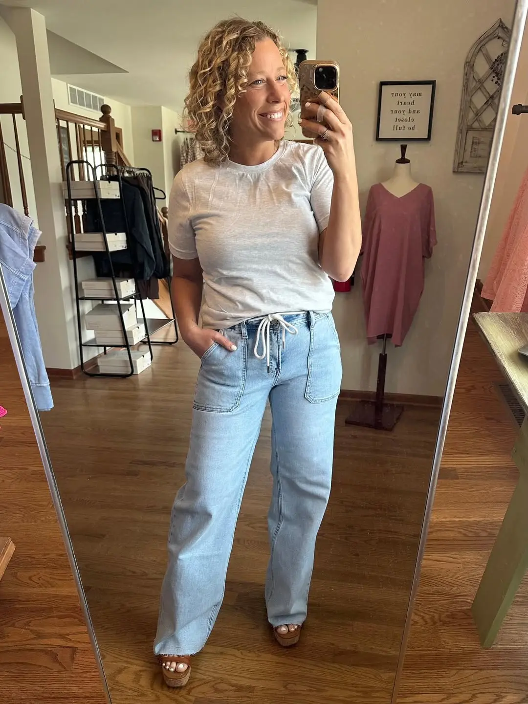 Lovervet Drawstring Wide Leg Jeans