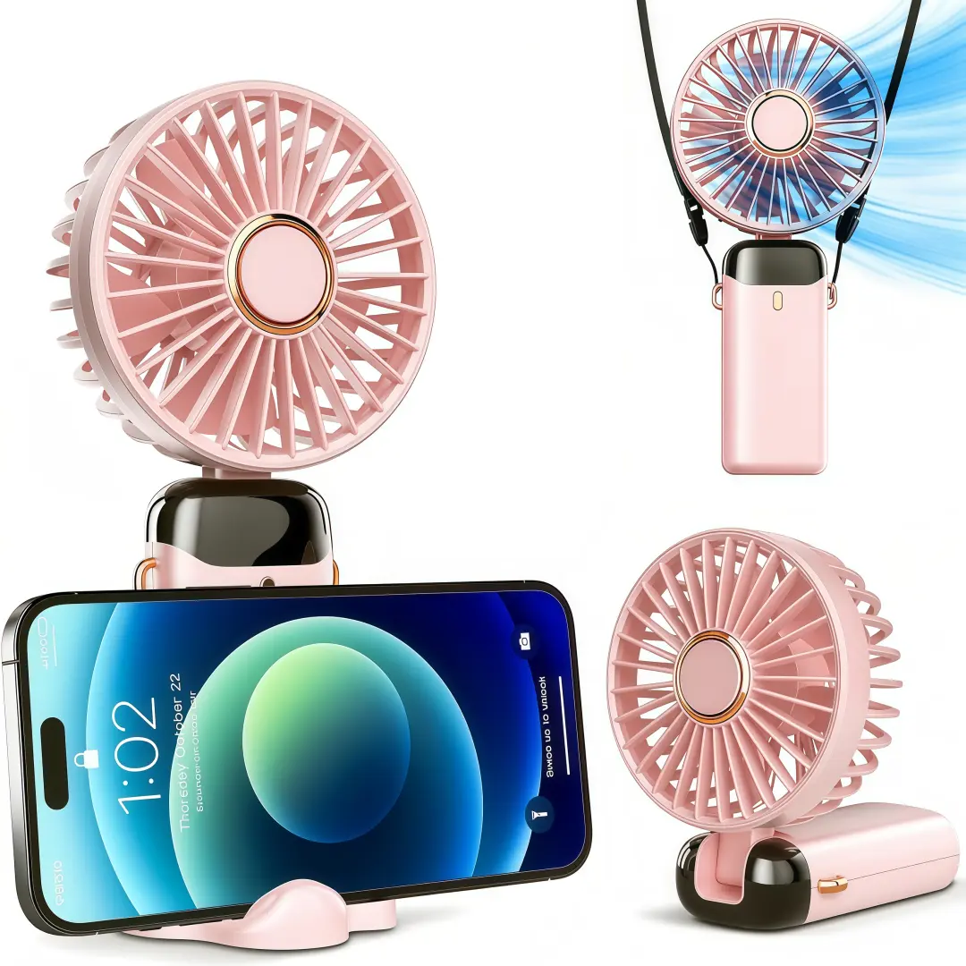 LMMAKE 1PC Portable Handheld Fan Battery Operated with Base, Digital Display, 90° Ajustable, Rechargeable Mini Fan for Outdoor Indoor compact portable fan rechargeable portable handheld fan