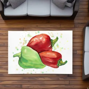360 stand Printed Face Outdoor Rug, Rectangle Size 3x5 ft, Bell Peppers Food Motif, Kitchen Green, for Home Decor