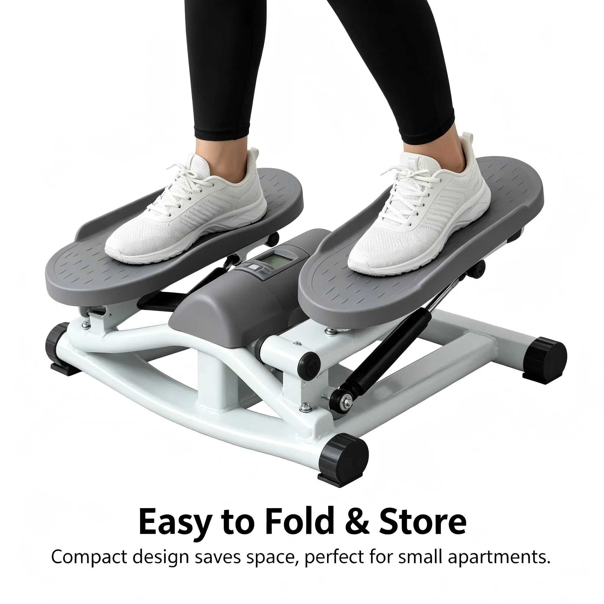 Compact Portable Stair Stepper - Space-Saving Under-Desk Exercise Machine with LCD Monitor for Home, Office Daily Cardio Fitness