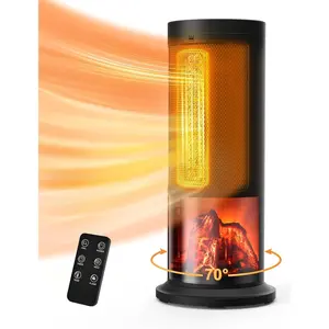 Lifeplus 17in Tower Space Heater, 70° Oscillating Portable Heater with Thermostat & Remote, 1500W Electric Heater for Indoor Use, 12H Timer, 2 Modes, Safe & Quiet PTC Ceramic Heater for Bedroom, Office