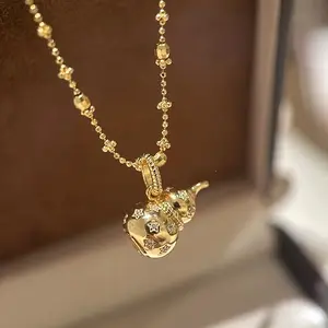 LisiZen Star and Gourd Pendant Necklace for Women, Chic Gold-Tone Design, Elegant Minimalist Fashion Collarbone Chain DZXL3688