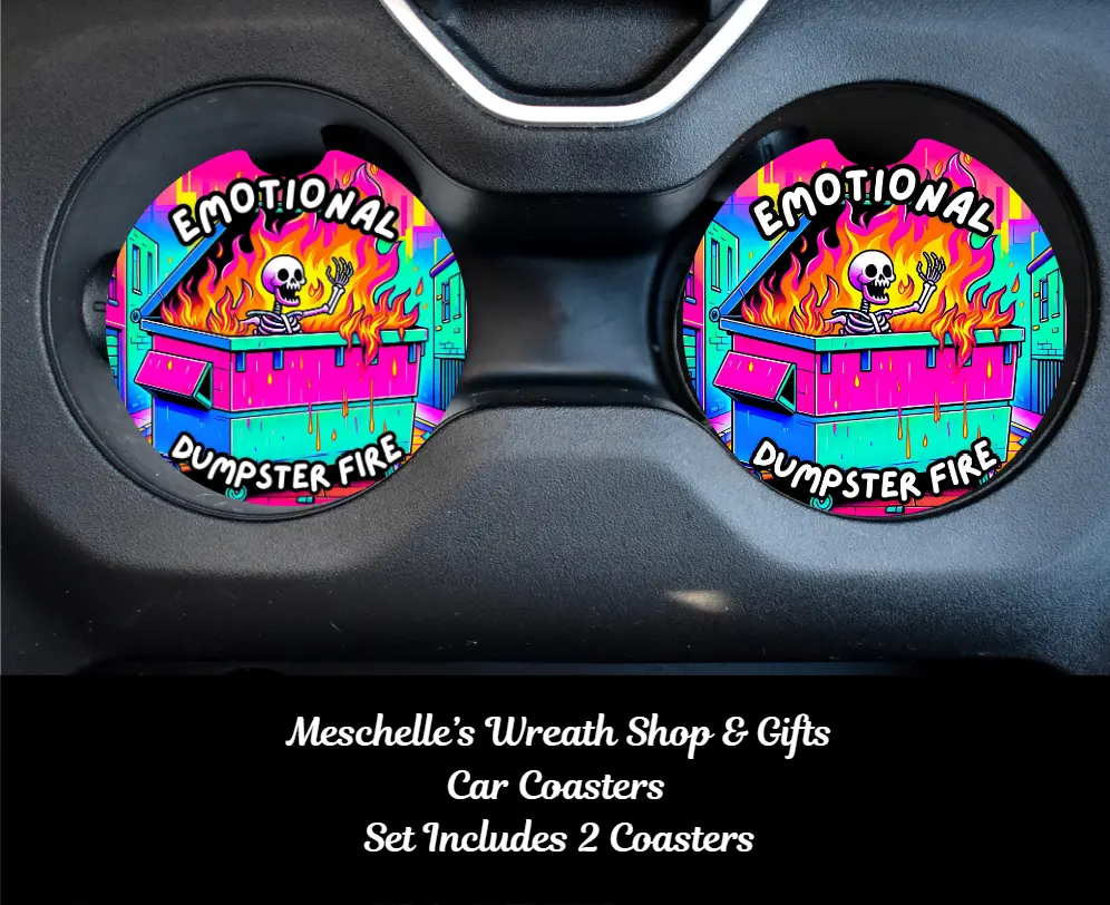 Car Coasters - 2.75in & 2.6x0.24in Sublimation Handcrafted Colorful Art Prints, Neoprene/Ceramic, Easy to Clean, Functional Spill Protection Condensate Guard, Protects Cup Holders Automotive Interior Decor Accessory