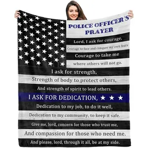 Police Officer Gifts for Him, Police Gifts for Men, Thin Blue Line Police Flag Blanket, Police Academy Graduation Gifts, Best Gift for Policemen, for Police OfficersThanksgiving Children's Day holiday gifts for family members