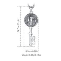 Oxidized Silver Saint Benedict Key Pendant