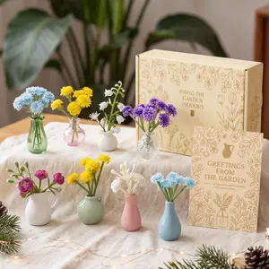 8 Pcs Aesthetic Mini Vase Magnets + FREE Surprise Flowers! Glass Set