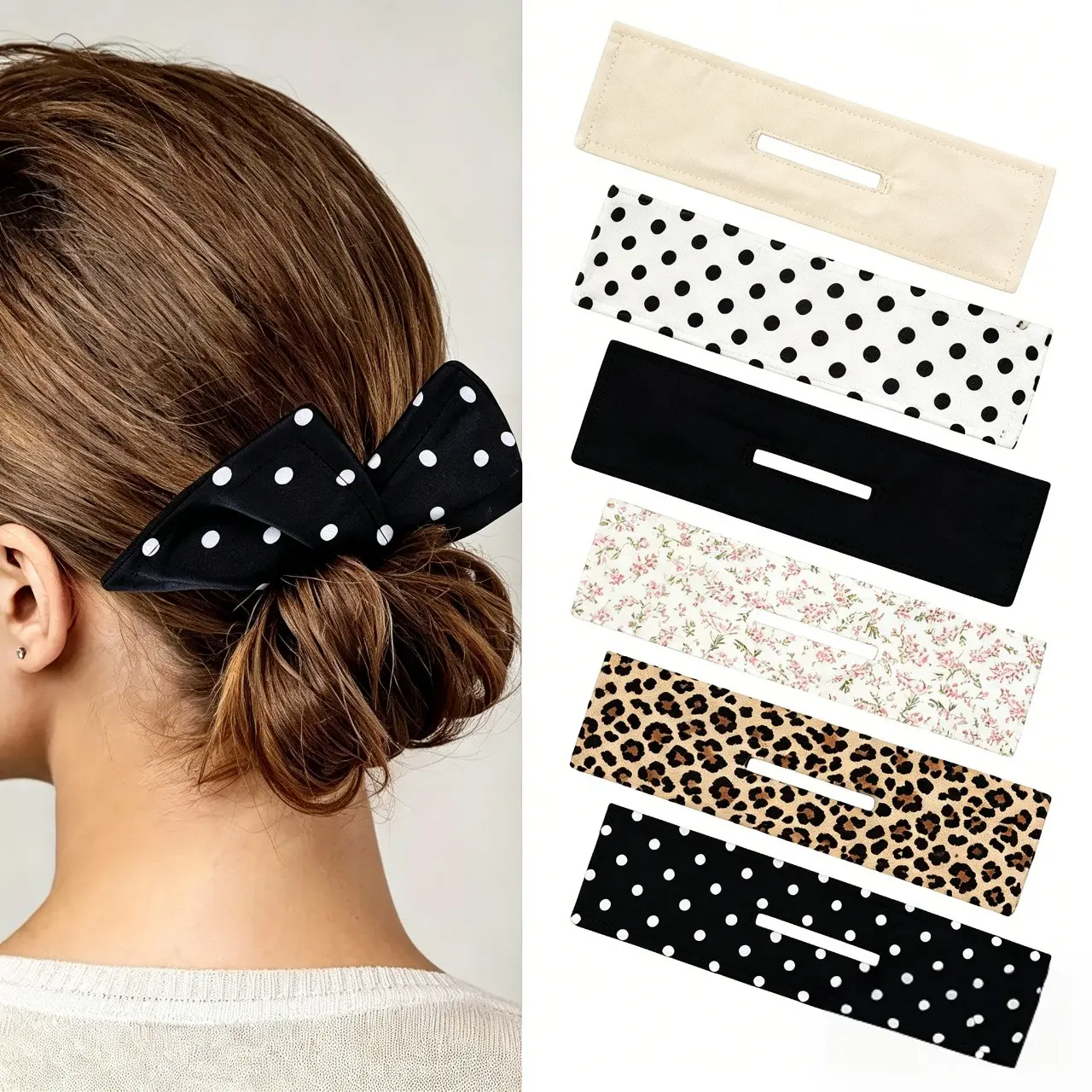 6Pcs Fabric Bow Hair Bun Shaper, 3 Step Lazy Twist Hair Styling Wrap, Easy French Low Bun Maker for Long Thick Thin Hair Women Daily Wedding Hair Accessories