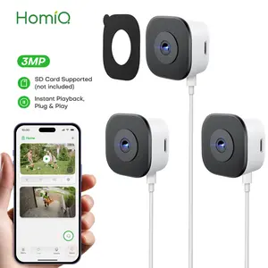 HomiQ 2K 3MP Window Security Camera, 1/2/3 Pack Bundle for Home Security, 5GHz/2.4GHz WiFi Indoor Cam with ChroMax AI Color Night Vision, AI Human Motion Detection, 24/7 Recording, Magnetic Mount, Tool-Free Install, Plug-In Cam for Home & Apartment