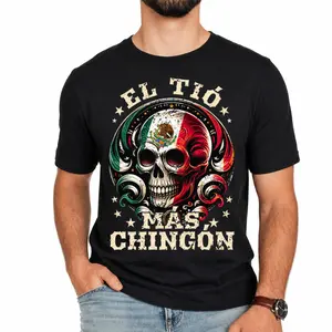 Mexican El Tio Mas Chingon Skull T-Shirt, Funny Latino Dad Graphic Tee, Patriotic Mexican Pride Shirt, Skull Art Fathers Day Tee, Hispanic Father Gift for Men, Casual Streetwear Apparel