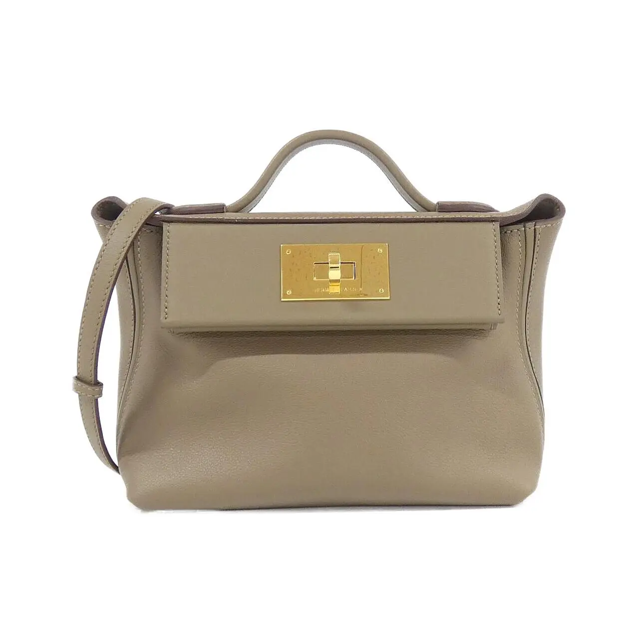 Pre-owned HERMÈS Calfskin Shoulder Bags Hermes 2424 Mini Evercolor Swift shoulder bag