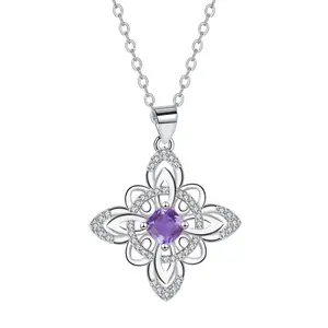 Celtic Knot Pendant Necklace – Stainless Steel, Zircon, Silver