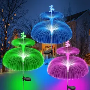 Solar Garden Lights Outdoor Solar Lights 7 Color Changing Jellyfish &   Solar Flower Lights for Garden Decor, Yard, Patio, Lawn, Pool, Party, Wedding, Gifts for Women/Mothers - 3 Packs