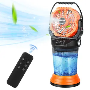 20000mAh Rechargeable Misting Fan, 4 Speed Portable Oscillating Cooling Fan with 2L Water Tank, 180°/120° Adjustment, Remote Control, LED Light, 19.7ft/s Strong Wind Mist Fan for Camping, Outdoor, Home, Patio