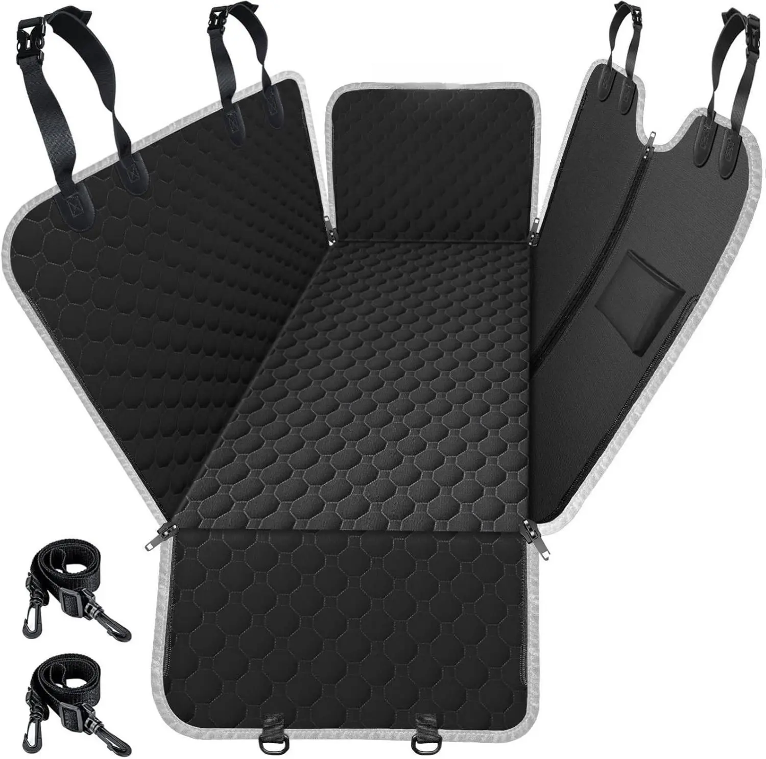 Dog Car Seat Cover for Back Seat, 2025 Upgraded 600D Heavy Duty Waterproof & Scratch-Resistant Dog Hammock for Car, Back Seat Pet Cover for Dogs with Sedan, Trucks and SUVs, Standard, Black