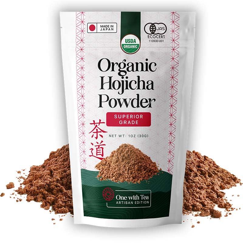 Organic Hojicha Powder USDA Certified Roasted Green Tea - Rich Caramel Nutty Flavor Low Caffeine Digestive Friendly Japanese Tea