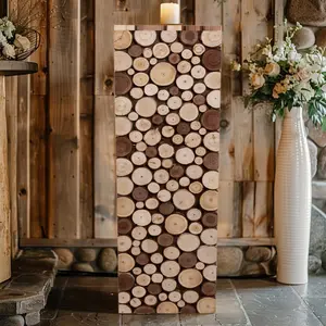 Natural Wooden Slices Pillar Prop Pedestal Stand, Rustic Farmhouse Wood Riser Rectangular Plant Stand - 36"
