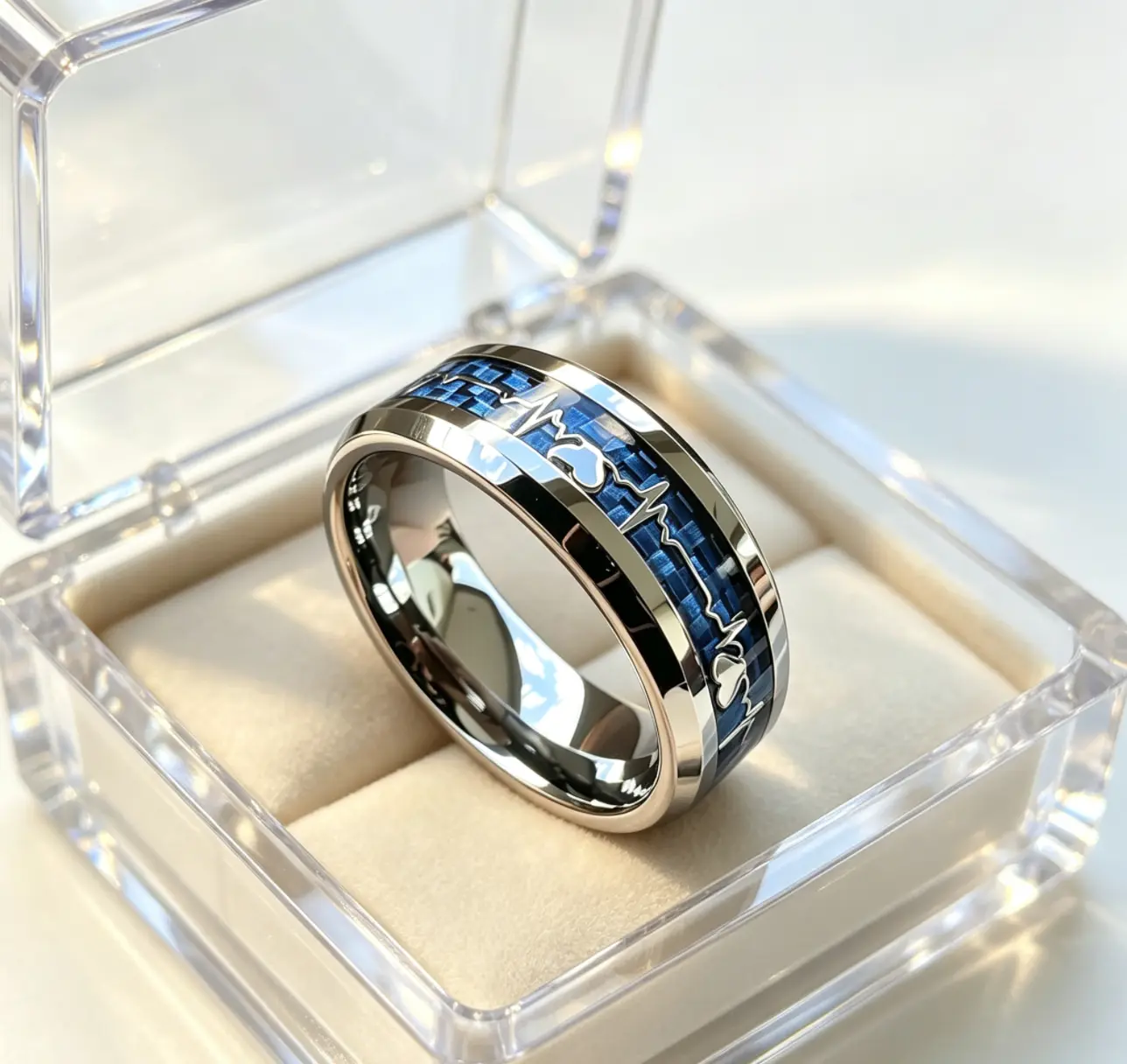Trendy All-match Exquisite Stainless Steel Ring, Heartbeat Design Statement Multi Jewelry Ring For Party Daily Decor Birthday Gift