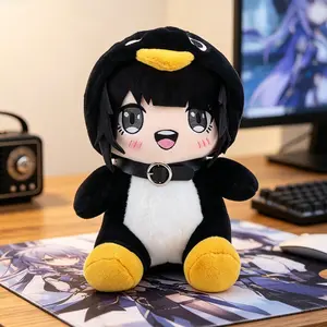 Gugugaga Penguin Administrator Plush Toy , Kawaii Penguin Outfit Anime Plush Figure with Soft Stuffed Design, Cute Chibi Girl Penguin Character Toy for Room Decor and Collection Display, Adorable Plush Gift for Anime Lovers, Kids and Plush Collectors