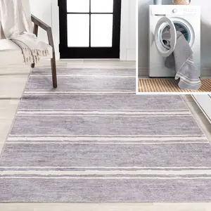 JONATHAN Y Bande Distressed Ticking Stripe Machine-Washable Indoor Area Rug; for Living Room, Kitchen, Bedroom, Dining Room, Office