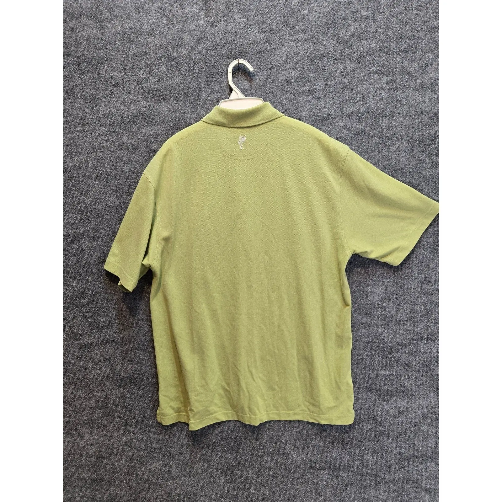 Ashworth Mens Lime Green Short Sleeve Polo Embroidered Golfer Logo 2-Button