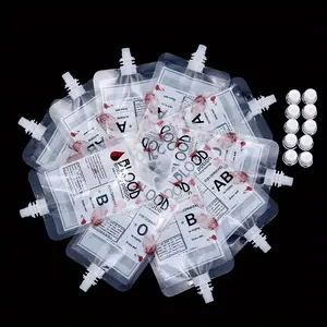 12pcs, Halloween Cosplay Drink Container Bag Vampire Blood Pouch Props Zombie Beverage Drinks Bags Food Class PVC Water Bottle Decors, Halloween Decor, Halloween Supplies, Cool Stuff, Four of Each Model