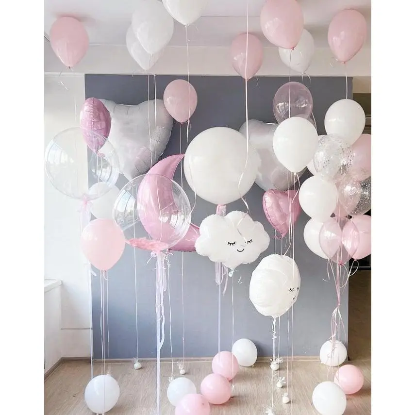 Enchanting Moon Pink and White Balloon Set - Perfect for Baby Showers, Birthdays, and Gender Reveals