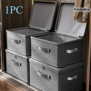 Extra-Large Foldable Cationic Storage Box — Waterproof Organizer, Bed Sheet Holder, Collapsible Storage Bin — Suitable for Closets, Bedrooms, Kitchens, and Books — Multi-Functional Storage Container (Double Zippers, 3 Handles)