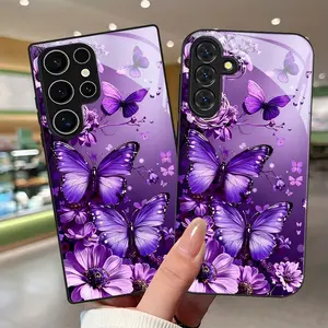 Phone Case: Purple Butterfly Floral Elegant Pattern Phone Case with Lens Protection, Suitable for Samsung Galaxy S26 S25 S24 S23 S22Pro S21 S20 Fe Plus Ultra Pro A56 A55 A54 A53 A52 A51 A36 A35 A34 A32 A26 A25 A24 A23 A16 A15 A14 A06 A05 A03s