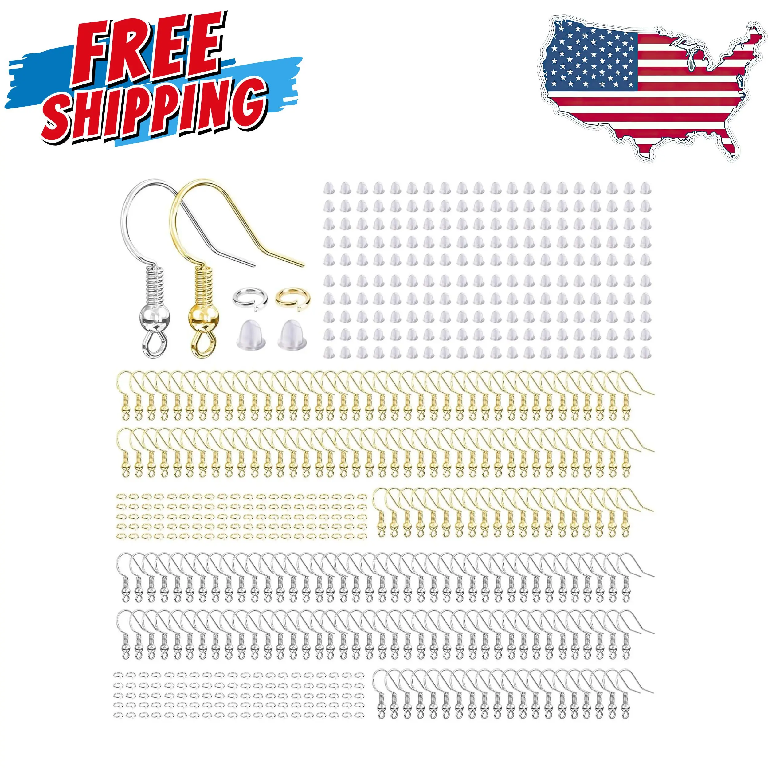 Earring Hooks, 600 Pcs Earring Making Supplies Kit With Jump Rings and Earring Backs (Silver and Gold)
