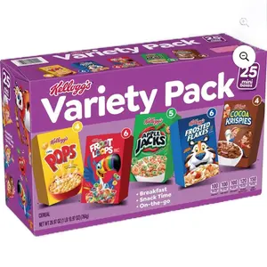 Kellogg's Assorted Cereal Variety Pack 25 pk. - Versatile Pack for Breakfast & Snack Time - Wide Selection of Cereals for Any Occasion Instant Oatmeal Food